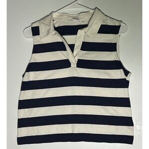 Vintage GAP Women's Striped Sleeveless Top‎ Nautical Collar Preppy Casual Size M
